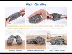 Largura do fio do purificador de aço inoxidável 8*8cm 40g 0.08-0.5mm da bandeja da bola da limpeza do agregado familiar